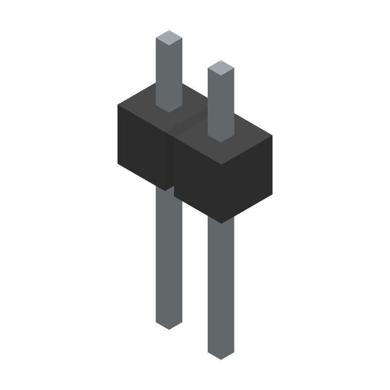 2 Pos 1 Row Male Header, 2.54mm Pitch, Solder, 3A, 350V