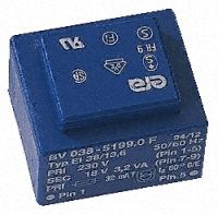 24 V ac 1 Output Through Hole PCB Transformer, 16VA