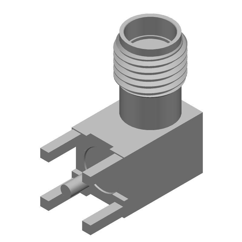 SMA RF Connector, 12.4GHz, 50R, Solder, RA, Thru-Hole, Female, Gold