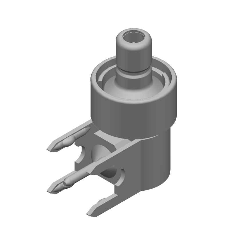 SMB RF Connector, 4GHz, 50 Ohm, RA, Thru-Hole, Gold