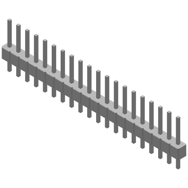 20 Pos 2.54mm Straight Header, Gold Plated, PBT, 3A