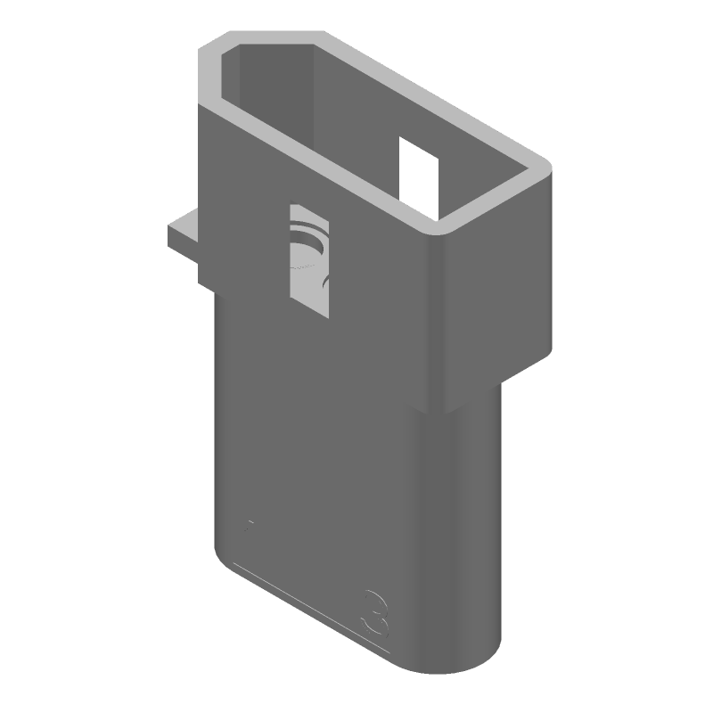 3 Pos Wire-to-Wire Plug Housing, 13A, 250V, UL94 V-2