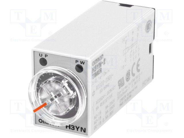DPDT Time Delay Relay, 2 Contacts, 230VAC, 5A