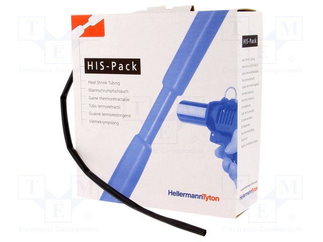 HELLERMANNTYTON   300-30480   Heat Shrink Tubing, HIS-PACK Dispenser, 4.8 mm, 0.188 ", 2:1, Black, 32.81 ft, 10 m