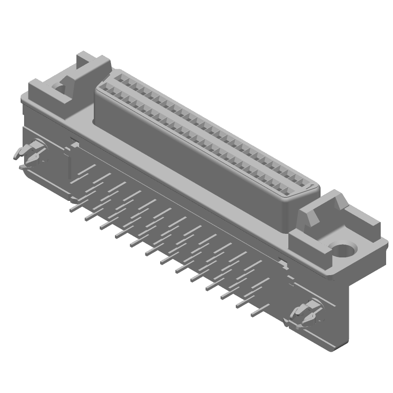 50 Pos Signal RCPT, 30V, Right Angle, Shielded, Through Hole