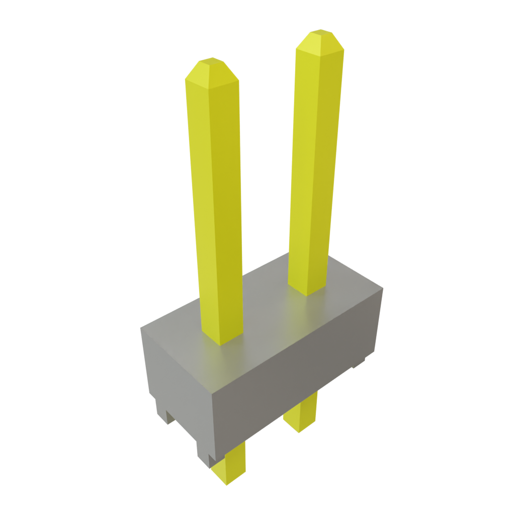 2 Pos Shrouded Header, 2 Rows, Straight, Thru-Hole, Gold, 7.6A