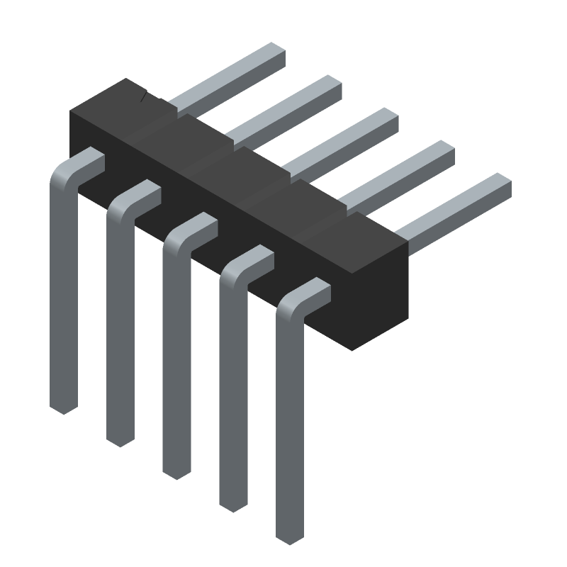 5 Pos 2.54mm RA Solder Header, 7.6A, 450V, PBT