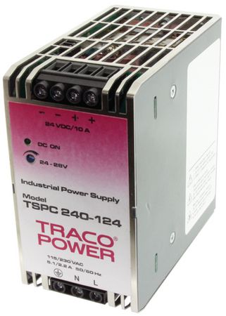 TRACOPOWER         TSPC 080-124             AC/DC DIN Rail Power Supply, Industrial, Adjustable, Fixed, 1 Output, 85 VAC, 264 VAC, 80 W, 24 VDC