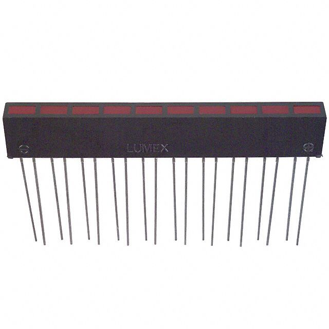 10-Seg Red LED Array, 5mm, 2V, 30mA, 635nm