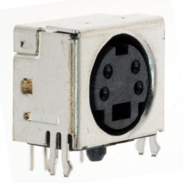 Mini DIN Receptacle, Slim Type, Right-Angle PCB Mount Full Shield 4P