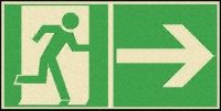 Aluminium Fire Exit Right Non-Illuminated Emergency Exit Sign, 300 x 150mm