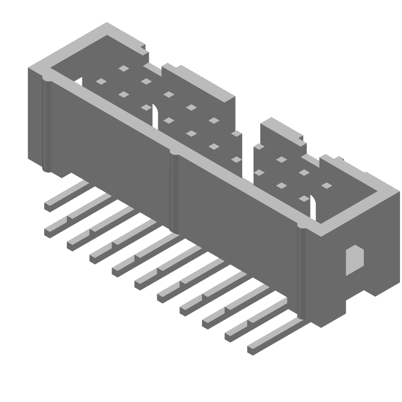 20 Pos 2.54mm RA Shrouded Header, Male, 1A, Gold/Tin