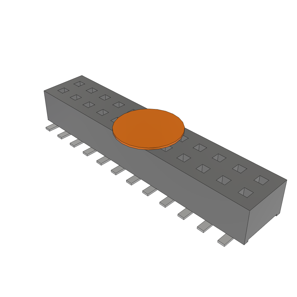 24-Contact Surface Mount Socket Strip, 2-Row, 1.27mm Pitch, -55°C to 125°C