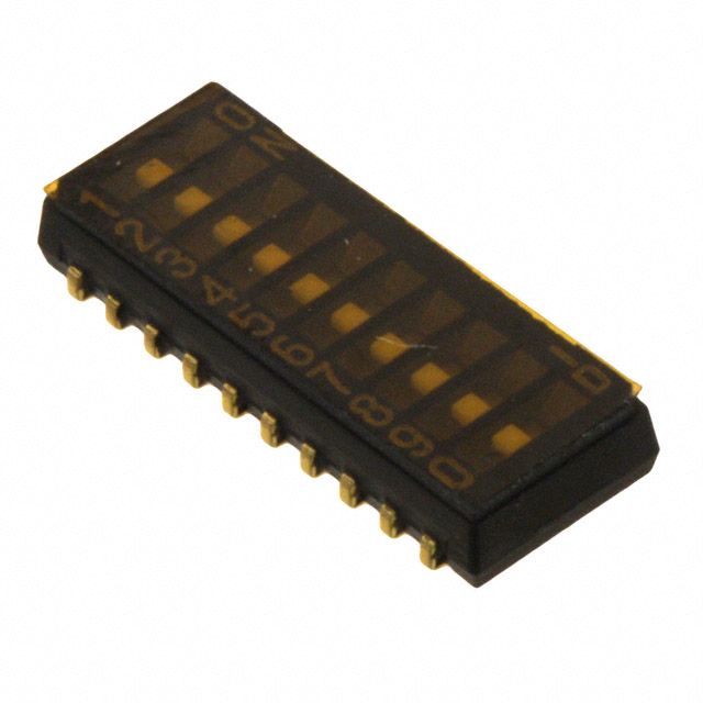 10-Pos SPST Slide DIP Switch, 6VDC, 0.1A, Gold Plated