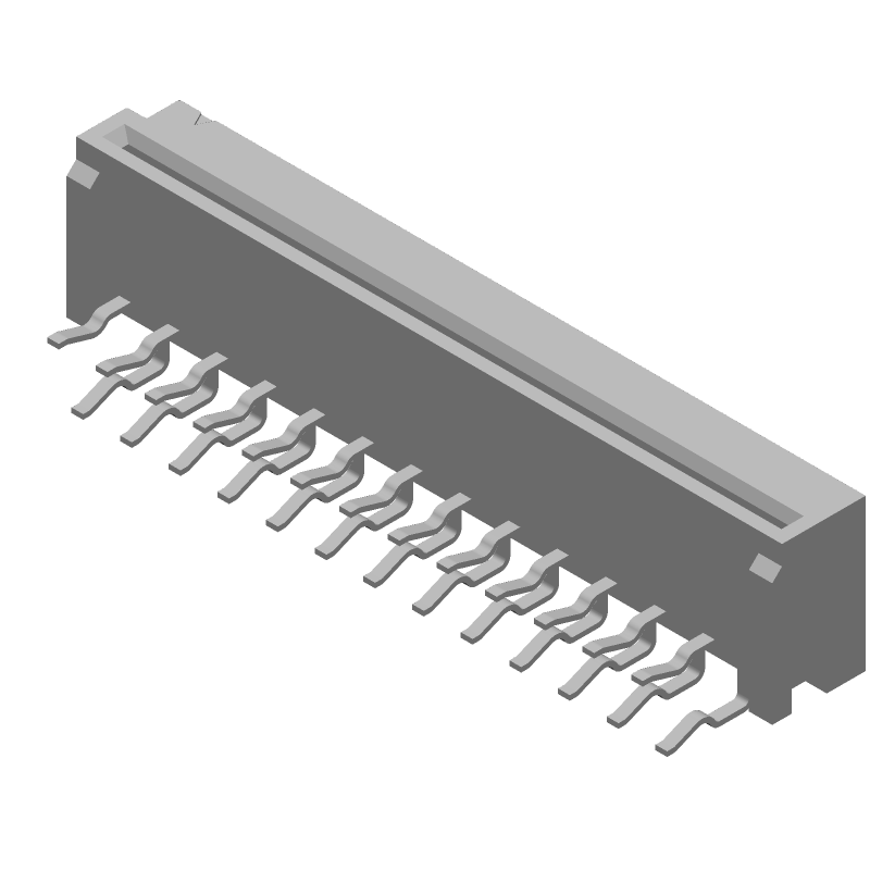 FPC Connector, 26 Pos, 1.25mm Pitch, RA Thru-Hole, 1A, 50V