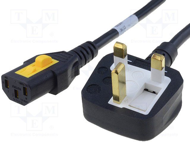 Cable Assembly AC Power 2m BS 1363/A to C13 3 to 3 POS M-F 17AWG