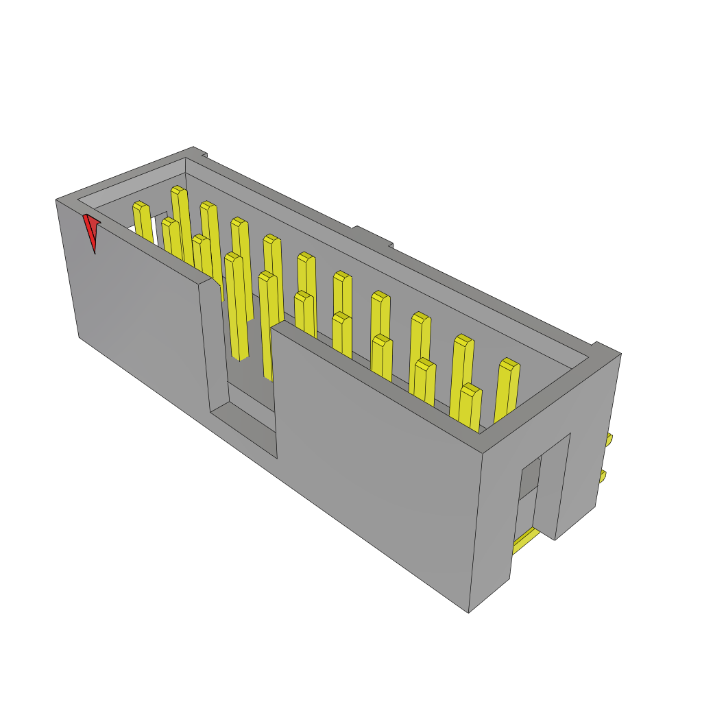 20-Contact Right Angle Shrouded Header, 2 Rows, 2.54mm Pitch, Through Hole Mount