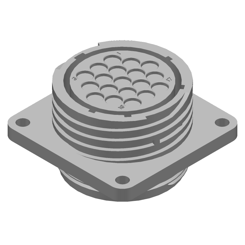 19 Pos Circular Receptacle, Crimp, UL94 V-0, IP65, 250V