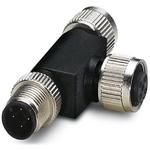 M12 A-coded T-Distributor, 4-Pos, Unshielded