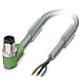 Sensor/actuator cable, 3-position, PUR halogen-free, highly flexible, gray RAL 7001, Plug angled M12, A-coded,on free cable end, cable length 5 m, for robots and drag chains