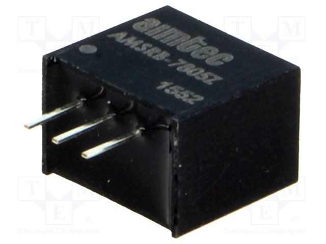 Switching Regulators; Product Weight (grams): 2; Input voltage min (V): 7; Input voltage max (V): 28; Output voltage min: 5; Output voltage max: 5; Output voltage dual assymetric (y/n): Single; Output Power (W): 2.5; Max Output current (A): 0.5; Efficiency (%): 80~92; Max Capacitive load (µF): 100; Package type: SIP3; Mounting: PCB; W (in): 0.29; L (in): 0.46; H (in): 0.4; W (mm): 7.5; L (mm): 11.68; H (mm): 10.15; Min Operating temperature: -40; Max operating temperature (°C): 85; EMC compliance 2: EN 55032 Class B; Case material: Plastic (flammability to UL 94V-0) ; Application 4 (building automation/IoT): 1; Application 5 (Industrial): 1; MTBF (h): 4000000; Derating : 70; Voltage Accuracy (%): ±3; Line Regulation (% of Vin): ±0.5; Load Regulation %: ±0.8; Ripple & Noise (mV p-p): 60; Switching Frequency typ (KHz): 570; Short circuit protection: Continuous