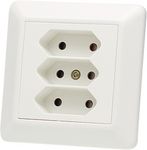 Euro socket 84 x 84 x 31 mm 250 VAC 2.5 A EU  white, 1841461, Elko