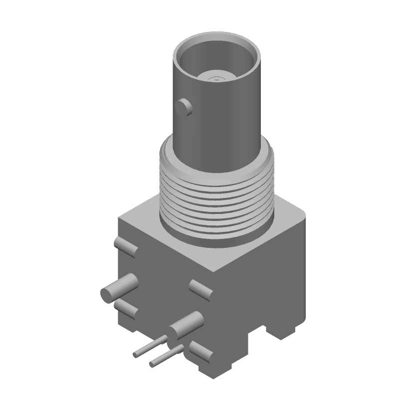 Right Angle BNC Connector, Female, 50 Ohm, 4GHz, Zinc/Nickel, Gold Contacts