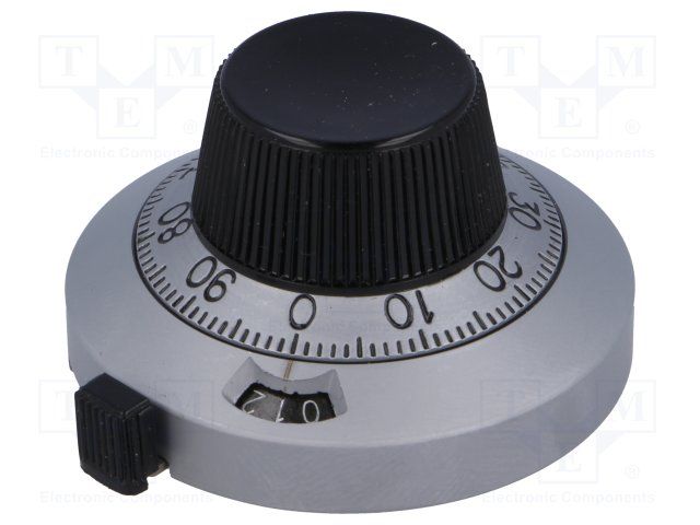 Potentiometer Dial 15 Turn Aluminium Black Silver