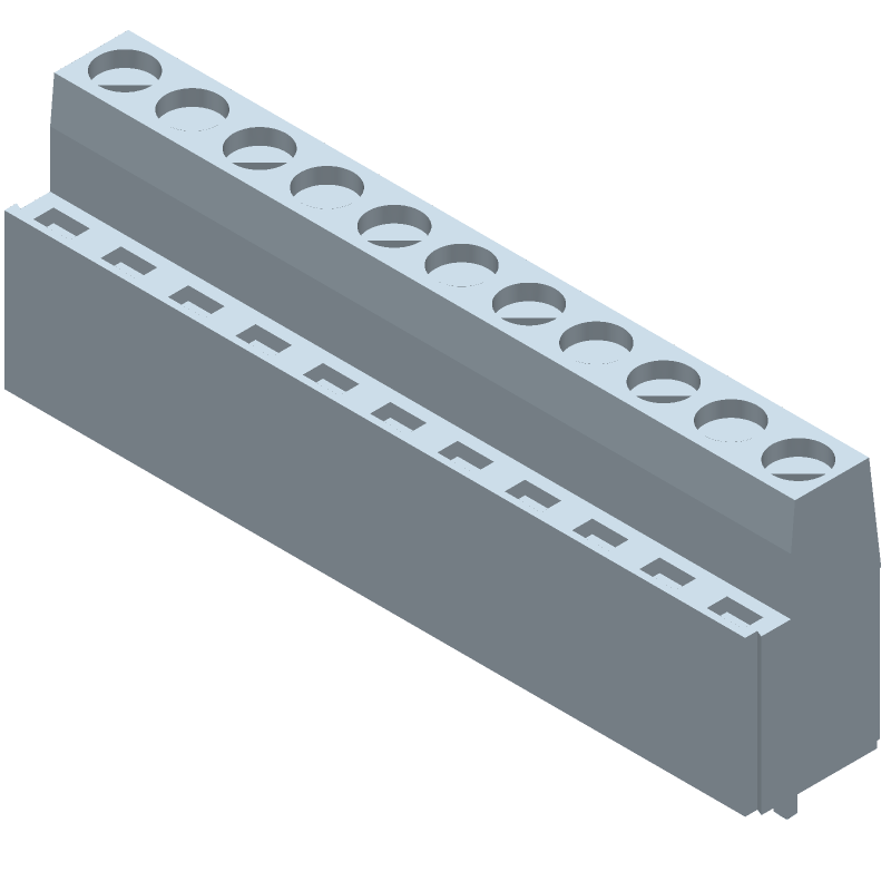 6 Pos Green Terminal Block, 24A, 600V, Solder, Thru-Hole