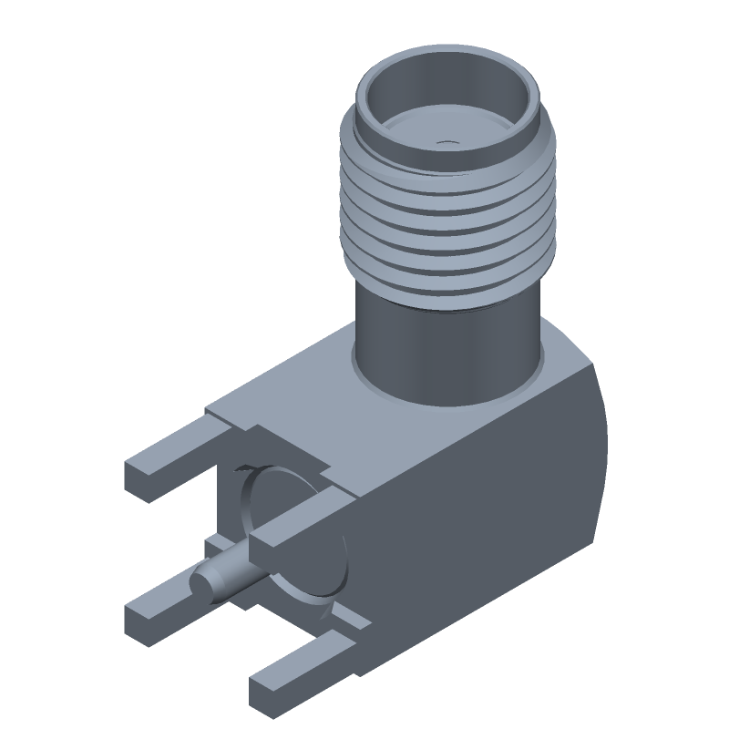 SMA Right Angle PCB Socket, 6GHz, 50 Ohm, Gold Plated