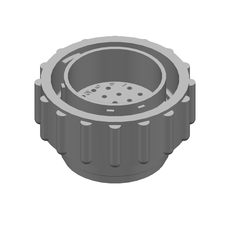 Male Circular Connector, 28 Pos, Crimp, Size 17, Black