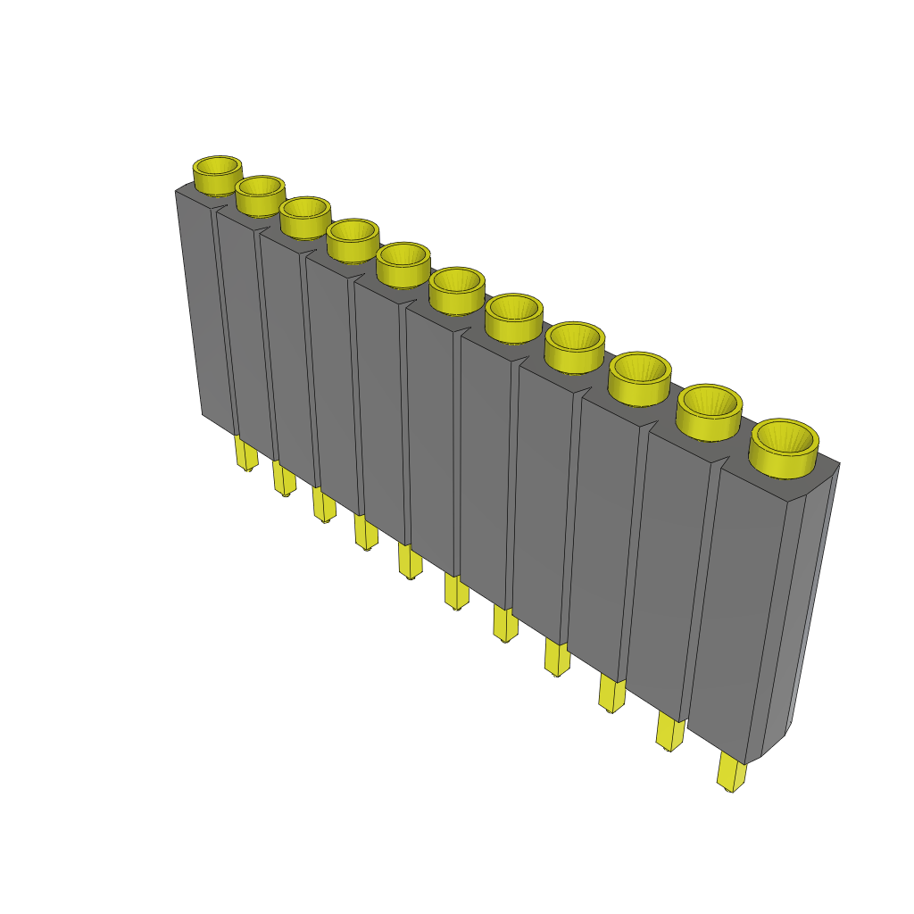 11-Contact Socket Strip Header, SKT, 2.54mm Pitch, Through Hole Mount