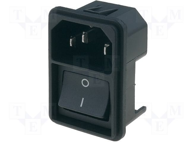 Filtered Power Entry Module, 250VAC, 10A, 3 Pos, ST