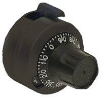 Atoms Potentiometer Dial, Body: Black, Dia. 23.4mm with a Black Indicator, 6.35mm Shaft