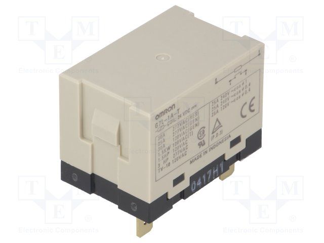 OMRON ELECTRONIC COMPONENTS         G7L-1A-T 24VDC             Power Relay, G7L Series, SPST-NO, 24 VDC, 25 A, Panel, Non Latching