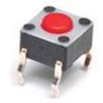 Tact Switch, SPST, Non-Illuminated, 50mA, 24VDC, Through Hole, Red