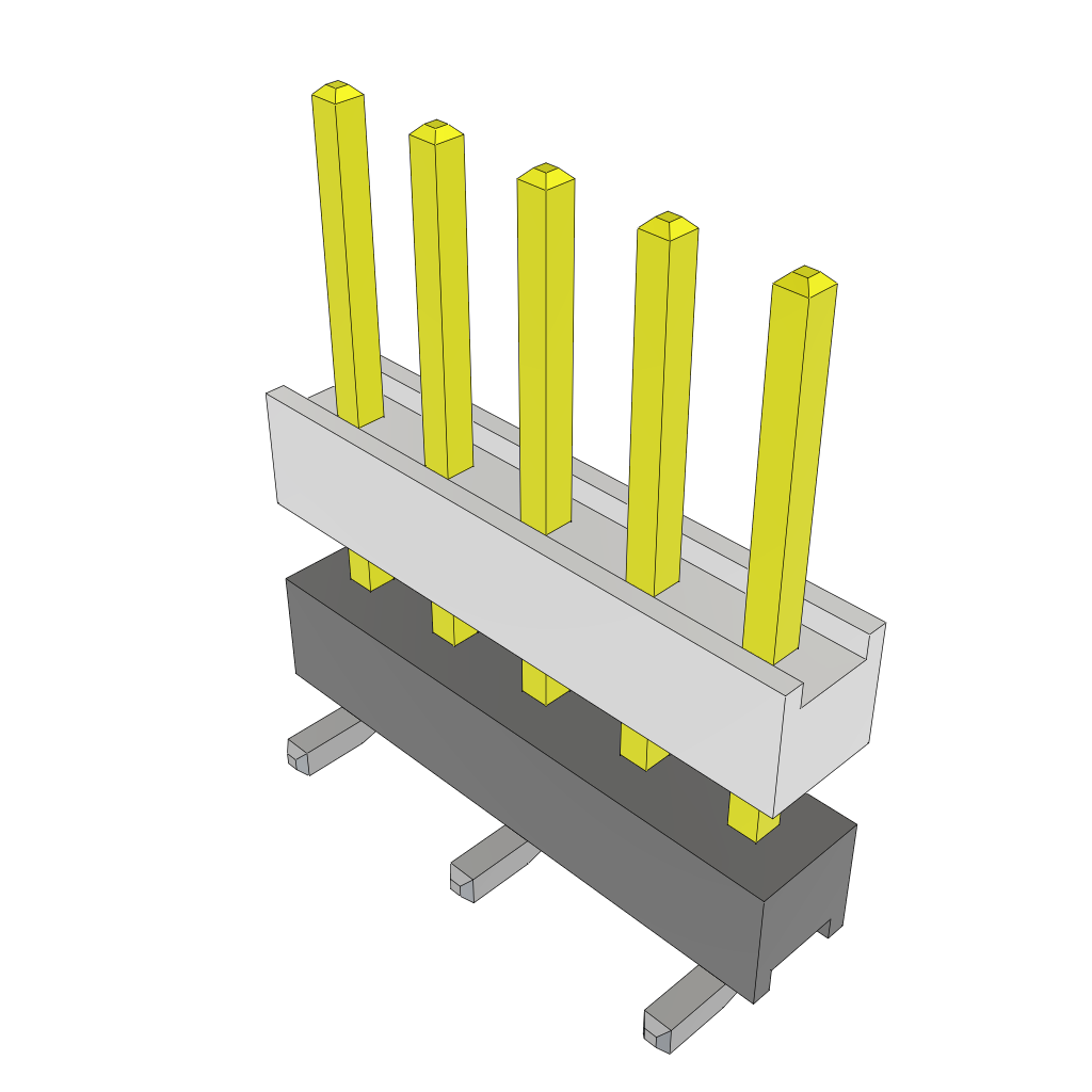 5-Contact Male Shrouded Header, 2.54mm Pitch, Solder Termination, RoHS Compliant
