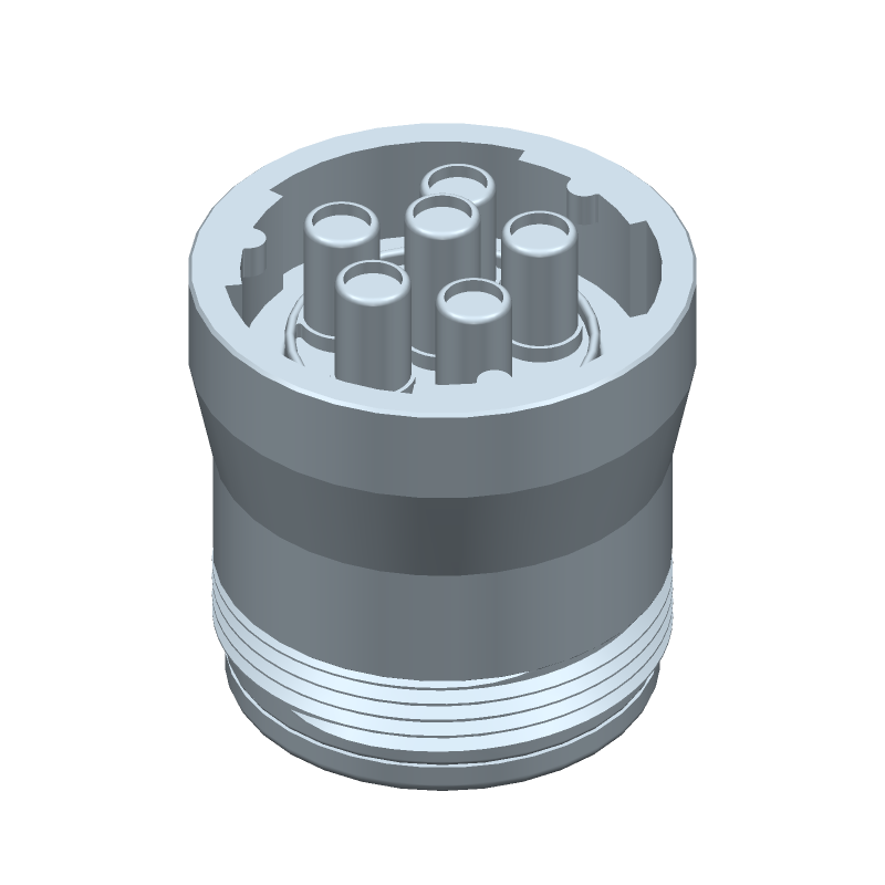 6 Pos Circular Crimp Connector, Female, 25A, IP68, Grey