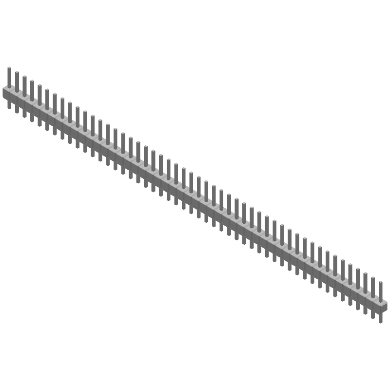 50 Pos 2.54mm Header, Male Pin, Gold/Tin, 3A, Straight, Thru-Hole