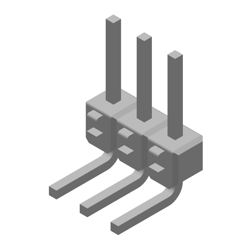 3P Male Pin Header, 2.54mm Pitch, 3A, Right Angle, Through Hole, Green