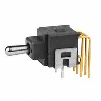 DPDT Toggle Switch, ON-OFF-ON, 28VAC/DC, 100mA, PC Pin, Right Angle