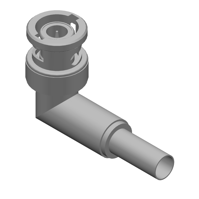 BNC RF Connector, 4GHz, 50R, Male, Crimp, RA, Gold