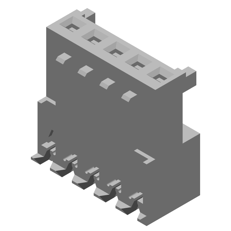 5 Pos 2.54mm Pitch Wire-to-Board Receptacle, 5A, Right Angle, Nylon