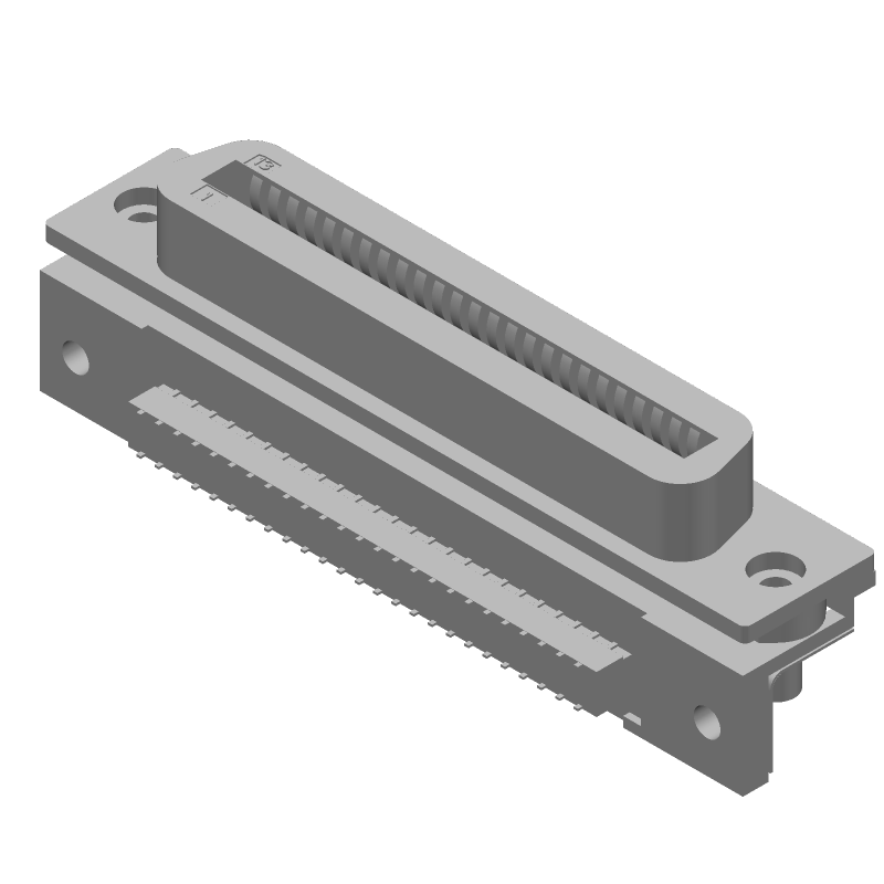 50 Pos Signal Connector, Right Angle, Shielded, Gold/Tin Plated