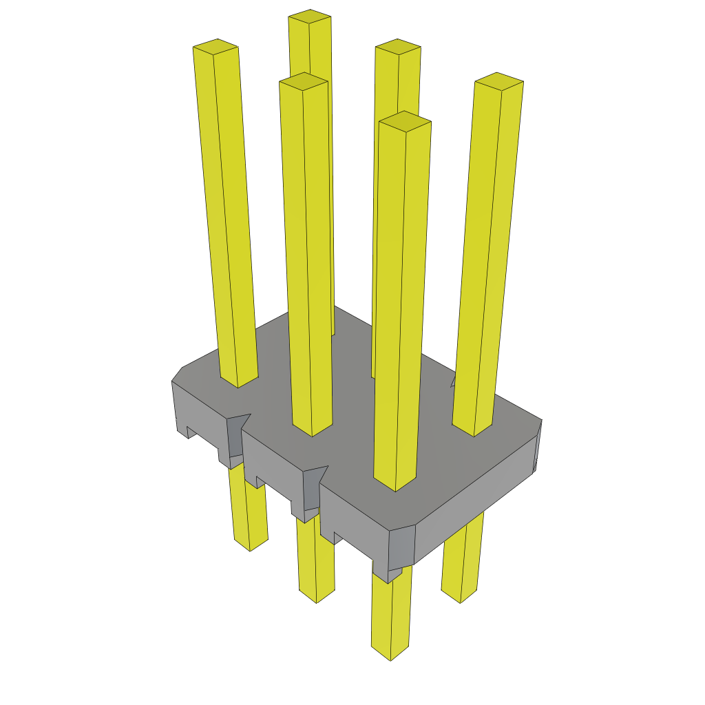 6-Contact Unshrouded Header, HDR, 2.54mm Pitch, 5.2A/Contact, Through Hole