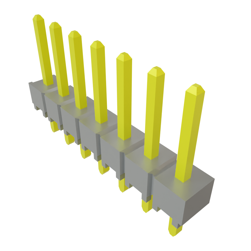 7 Pos 2.54mm Pitch Unshrouded Header, Gold Plated, 7.6A, 550V