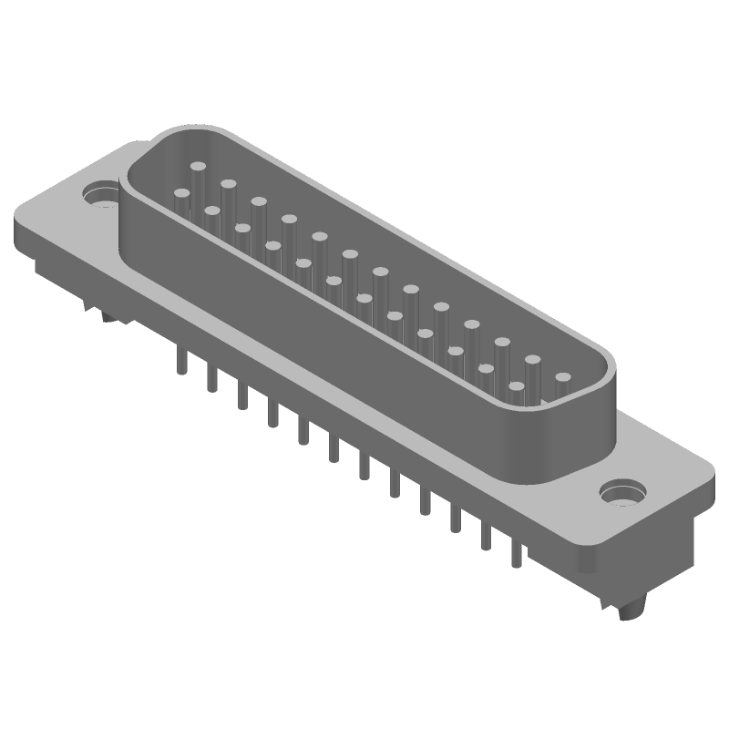 25 Pos Male D-Sub Connector, Straight, Through Hole, Gold/Tin Plated