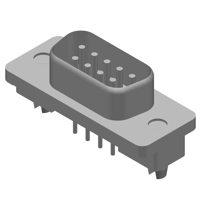 9 Pos D-Sub Plug, Straight, Through Hole, Signal, Gold/Tin Contacts