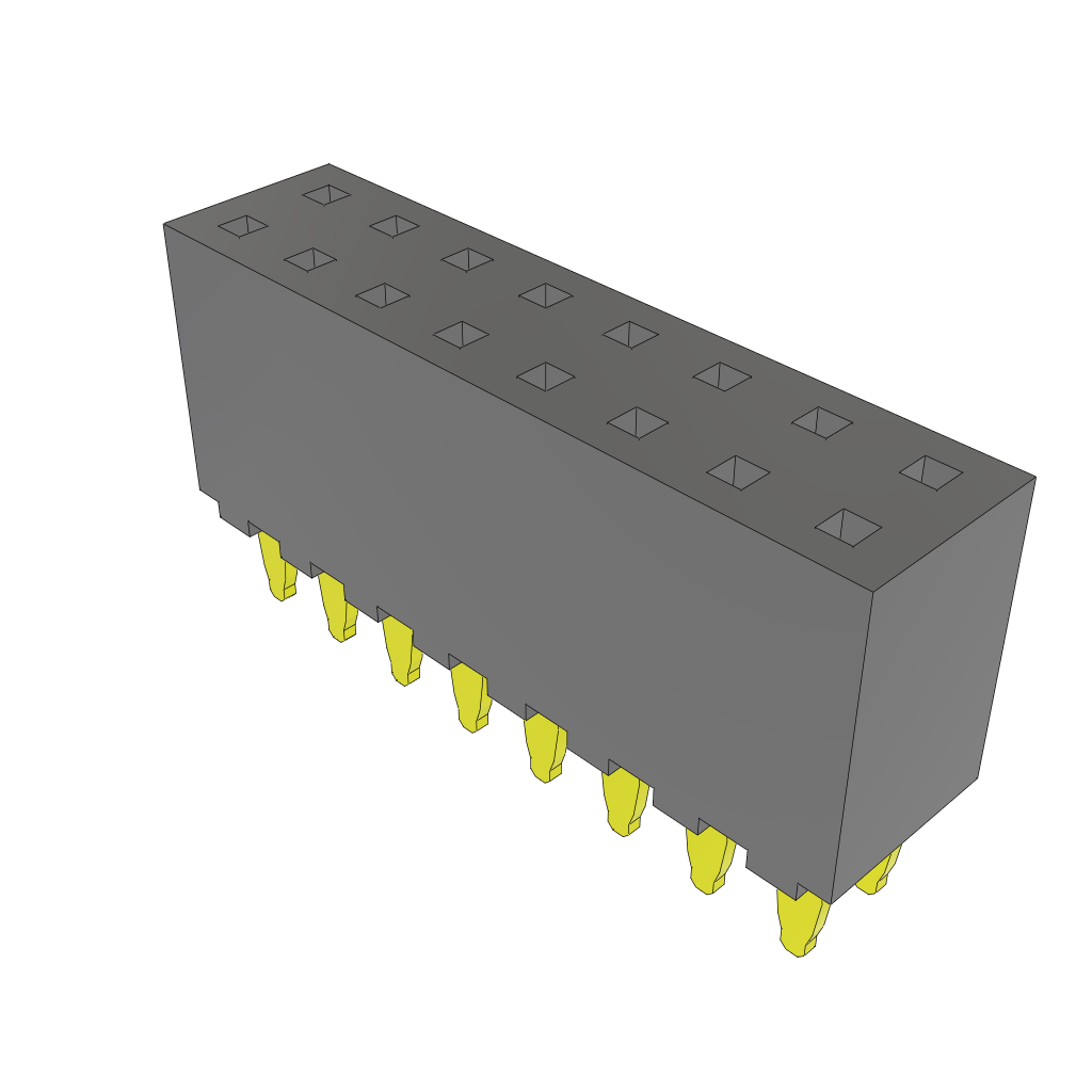Conn Socket Strip SKT 16 POS 2mm Press Fit ST Thru-Hole Layer