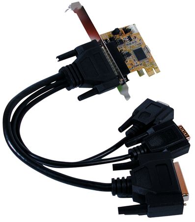 PCI-E x1 Card2x RS232 1x ECP DB25F (cable), EX-44343, Exsys